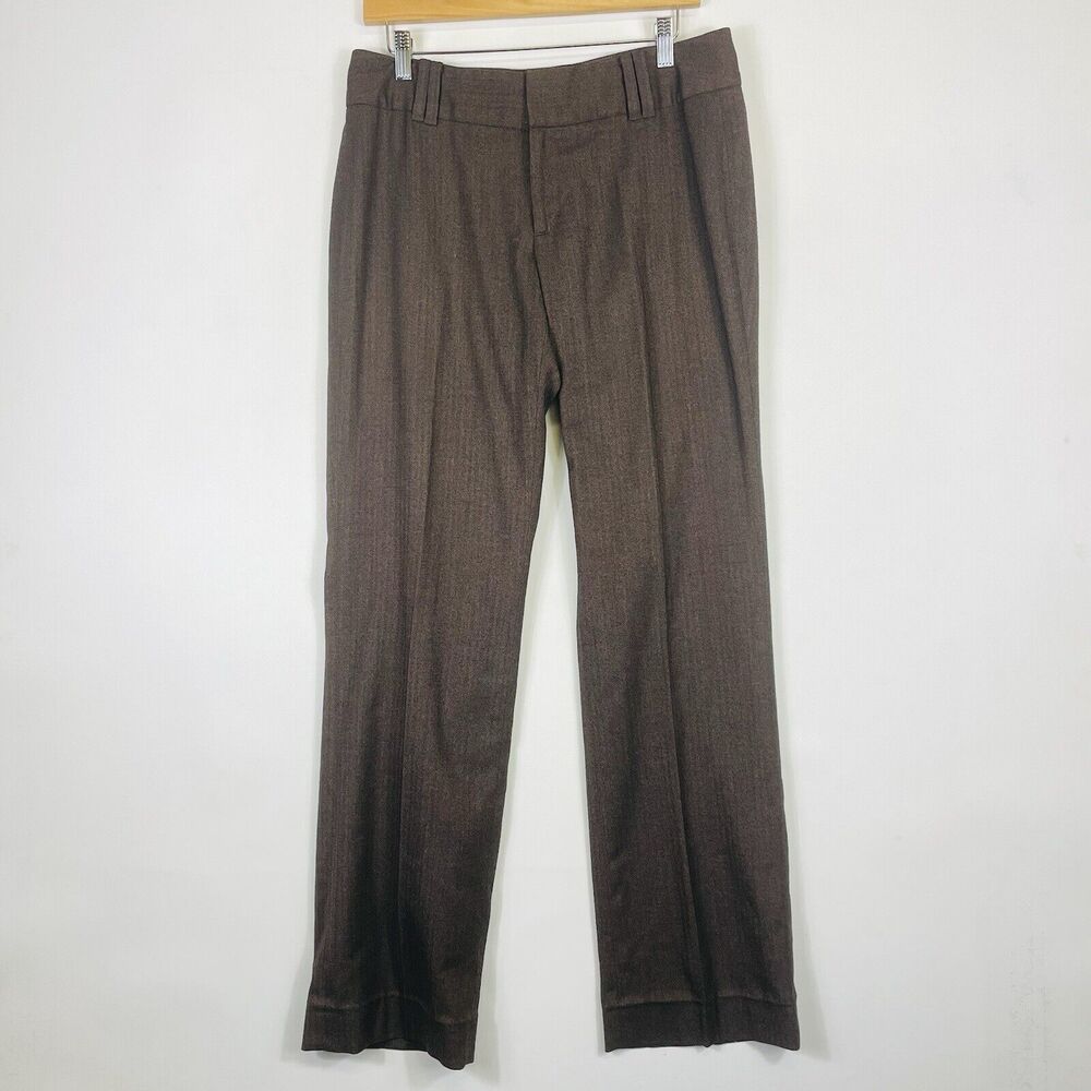 Banana Republic Pants Women 8 Brown Herringbone  Tweed Contoured Fit Business‎